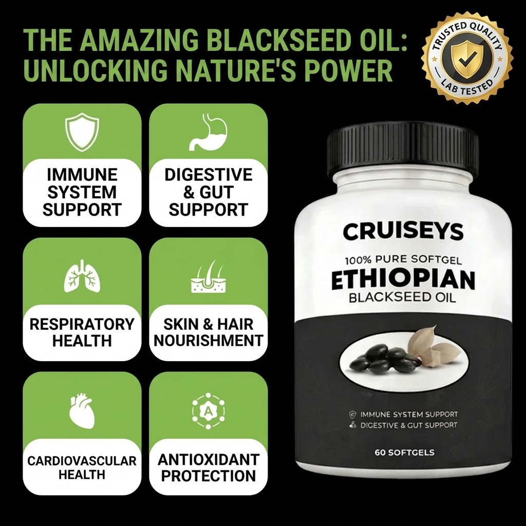 CRUISEYS - NUTRIENT ETHIOPIAN BLACK SEED OIL - PURE ETHIOPIAN ORIGIN. TOTAL BODY SUPPORT.