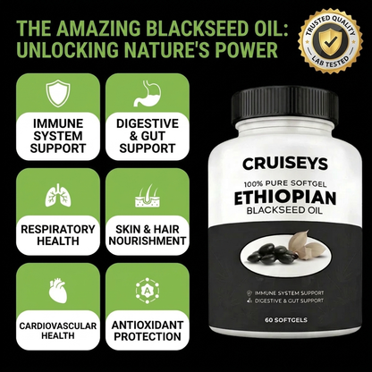 CRUISEYS - NUTRIENT ETHIOPIAN BLACK SEED OIL - PURE ETHIOPIAN ORIGIN. TOTAL BODY SUPPORT.