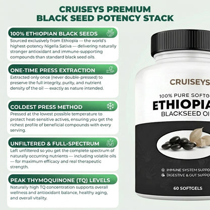 CRUISEYS - NUTRIENT ETHIOPIAN BLACK SEED OIL - PURE ETHIOPIAN ORIGIN. TOTAL BODY SUPPORT.